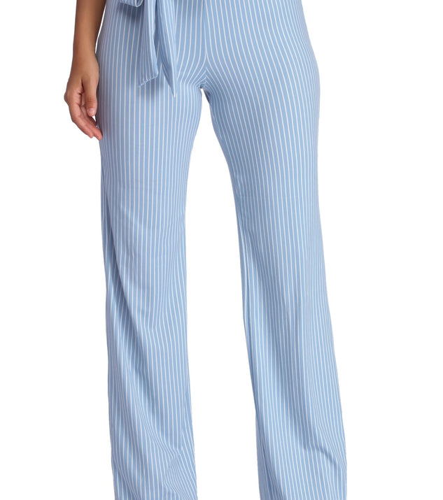 Striped And Tied High Waist Pants