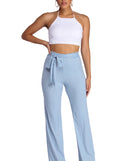 Striped And Tied High Waist Pants