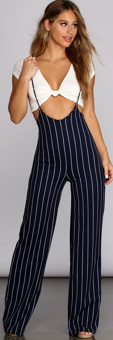 Poised In Pinstripes Suspender Pants will help you dress the part in stylish holiday party attire, an outfit for a New Year’s Eve party, & dressy or cocktail attire for any event.