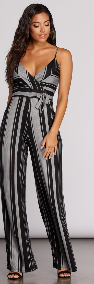 Rhythm And Stripes Jumpsuit will help you dress the part in stylish holiday party attire, an outfit for a New Year’s Eve party, & dressy or cocktail attire for any event.
