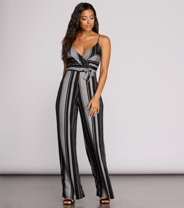 Rhythm And Stripes Jumpsuit will help you dress the part in stylish holiday party attire, an outfit for a New Year’s Eve party, & dressy or cocktail attire for any event.