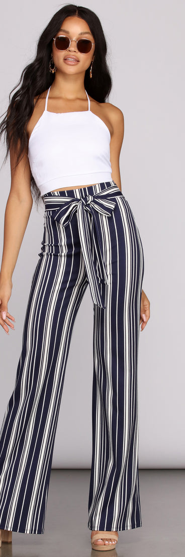 Twisted Stripes High Waist Pants