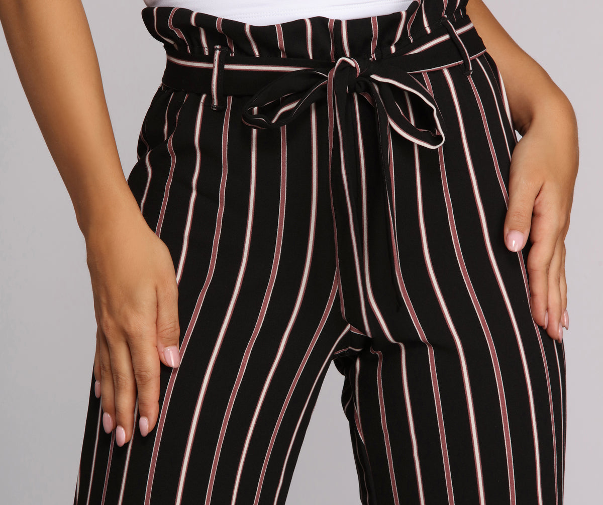 Pinstripe Tie Waist Pants