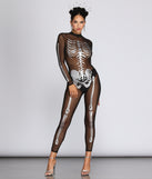 Bone Baddie Metallic Skeleton Jumpsuit will help you dress the part in stylish holiday party attire, an outfit for a New Year’s Eve party, & dressy or cocktail attire for any event.