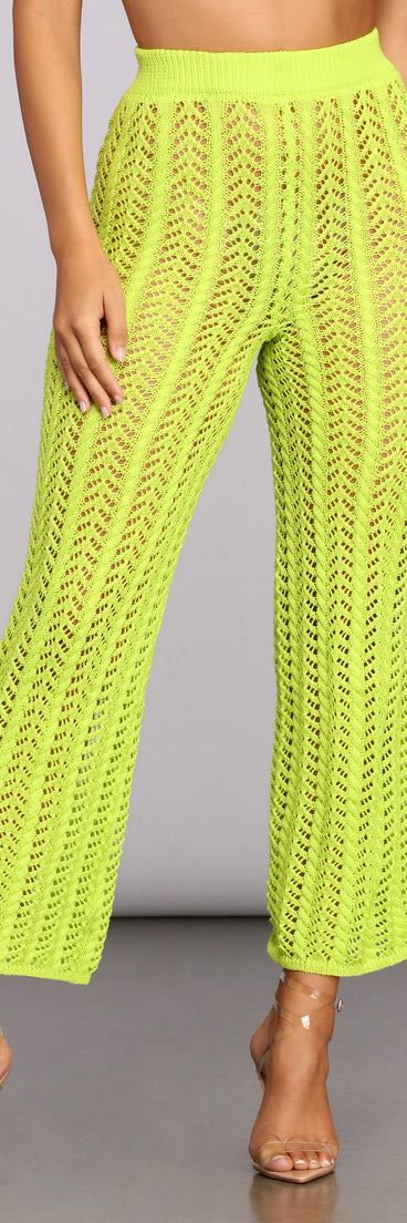 Lime Crochet Pants for 2022 festival outfits, festival dress, outfits for raves, concert outfits, and/or club outfits