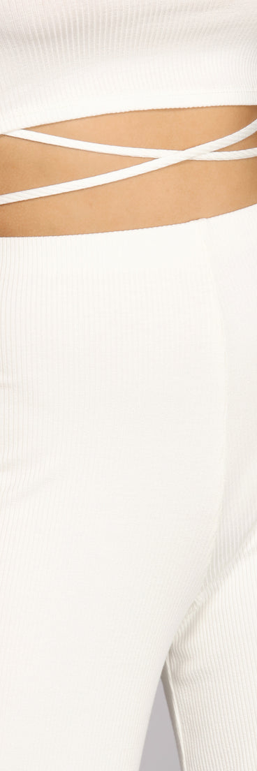 X Marks Ribbed Wide Pants