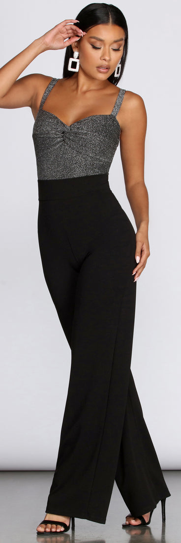 Glitter Twist Front Jumpsuit provides a stylish start to creating your best summer outfits of the season with on-trend details for 2023!