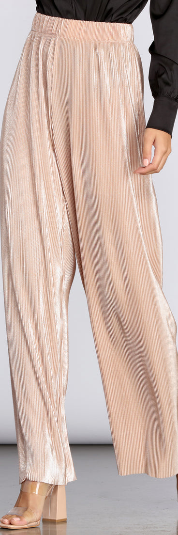 High Waist Pleated Glitter Pants