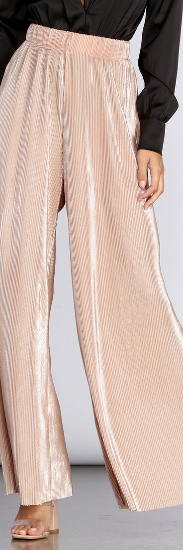 High Waist Pleated Glitter Pants