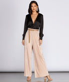 High Waist Pleated Glitter Pants