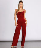 Cowl Neck Velvet Jumpsuit elevates your outfits for holiday events, Christmas attire, formal events, or holiday party dresses to look picture-perfect at any event this season!