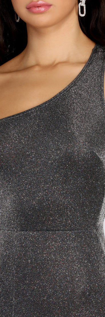 One Shoulder Glitter Knit Jumpsuit for 2022 festival outfits, festival dress, outfits for raves, concert outfits, and/or club outfits