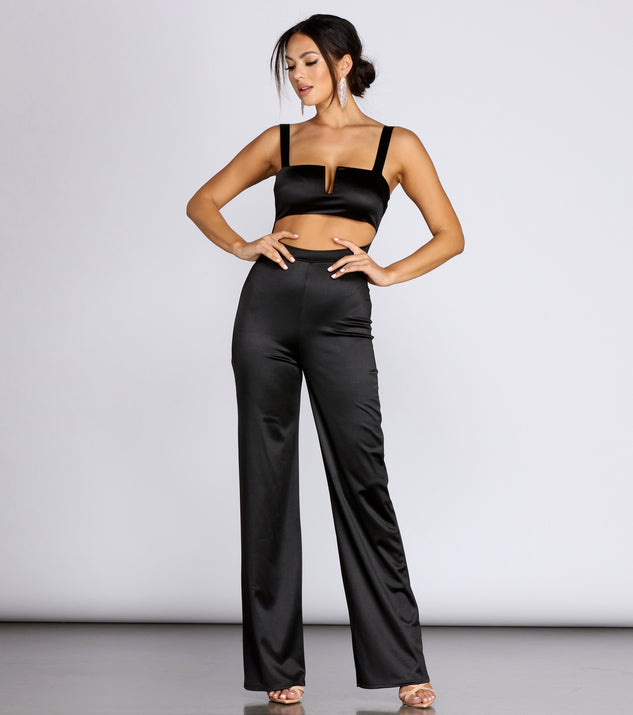 The A-List Satin Jumpsuit will help you dress the part in stylish holiday party attire, an outfit for a New Year’s Eve party, & dressy or cocktail attire for any event.
