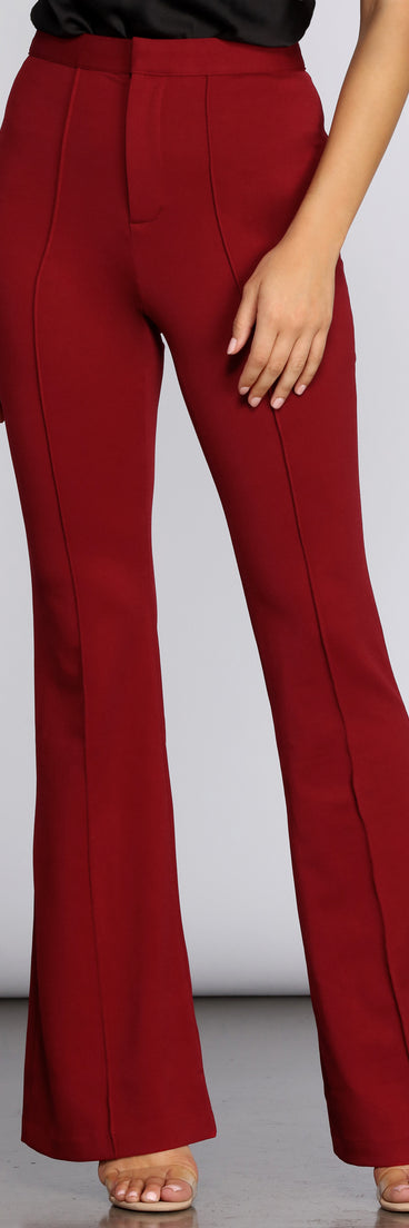 High Waist Crepe Flare Pants
