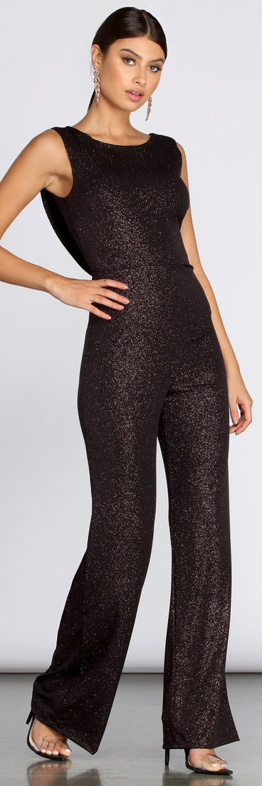 For The Love Of Glitter Jumpsuit will help you dress the part in stylish holiday party attire, an outfit for a New Year’s Eve party, & dressy or cocktail attire for any event.
