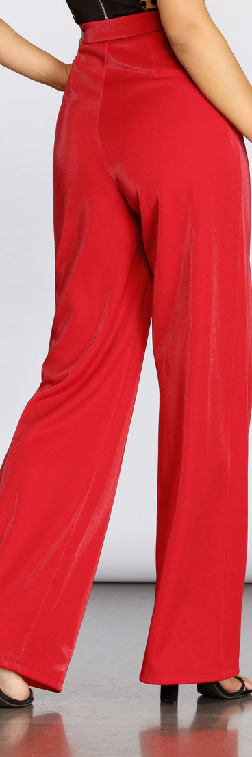 High Waist Shimmer Crepe Pants