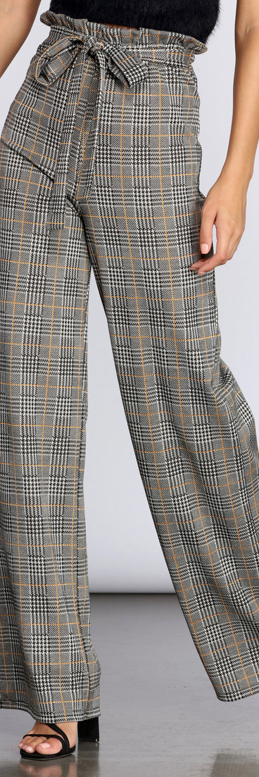 Paper Bag High Waist Plaid Trousers