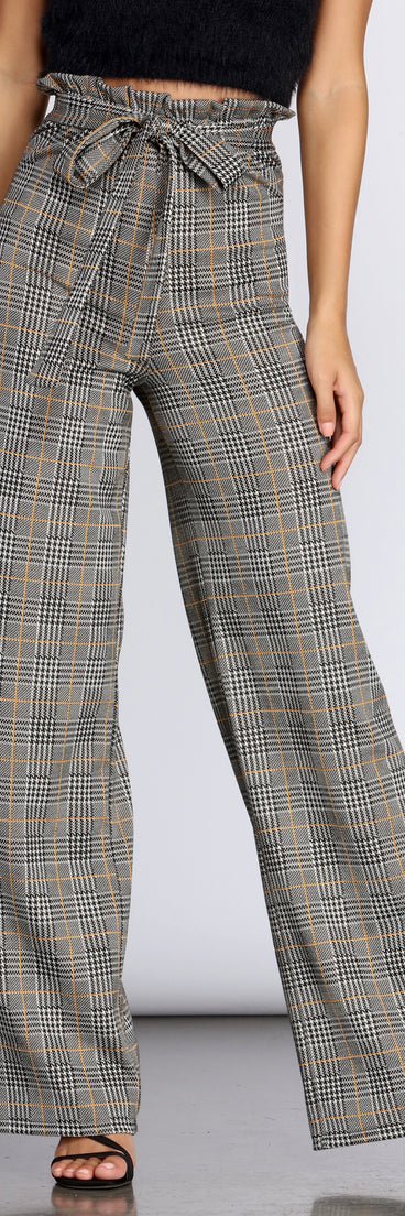 Paper Bag High Waist Plaid Trousers