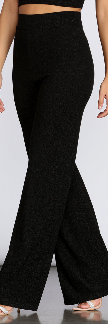 You’ll look stunning in the Shimmer High Waist Pants when paired with its matching separate to create a glam clothing set perfect for a New Year’s Eve Party Outfit or Holiday Outfit for any event!