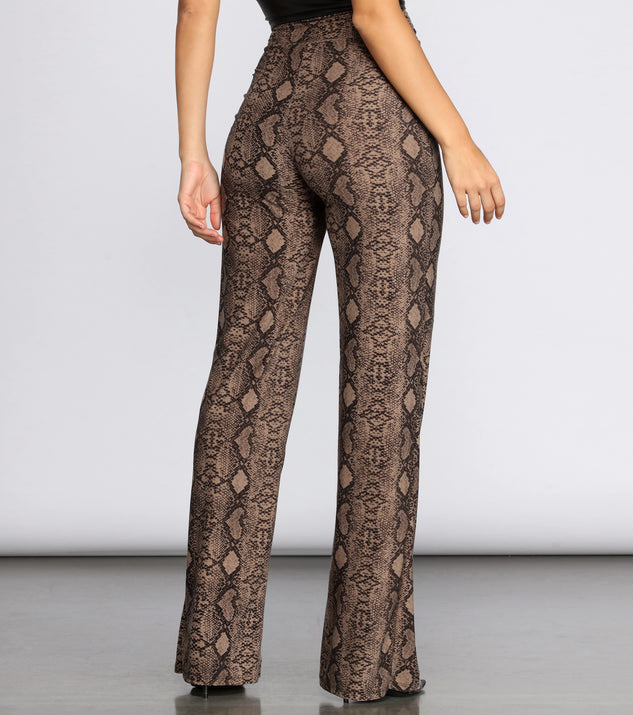 新品　Snake Print Nylon Open Hem Pants sfs Private brand by S F S Snake Print Nylon Open Hem Pants