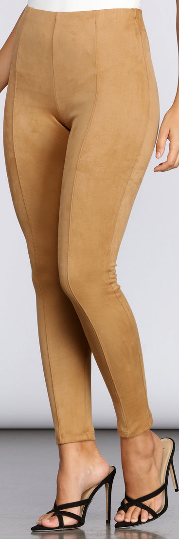 High Waist Faux Suede Pants