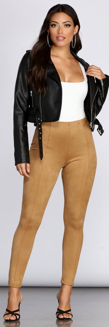 High Waist Faux Suede Pants