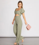 Puff Sleeve Cut Out Jumpsuit for 2023 festival outfits, festival dress, outfits for raves, concert outfits, and/or club outfits