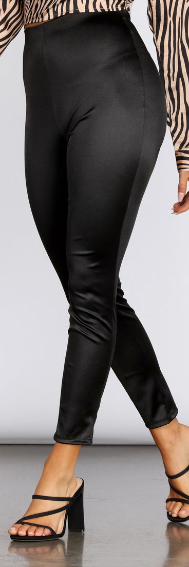High Waist Satin Leggings