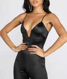 Take The Plunge Satin Jumpsuit provides a stylish start to creating your best summer outfits of the season with on-trend details for 2023!