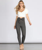 Polka Dot Tie Waist Skinny Pants