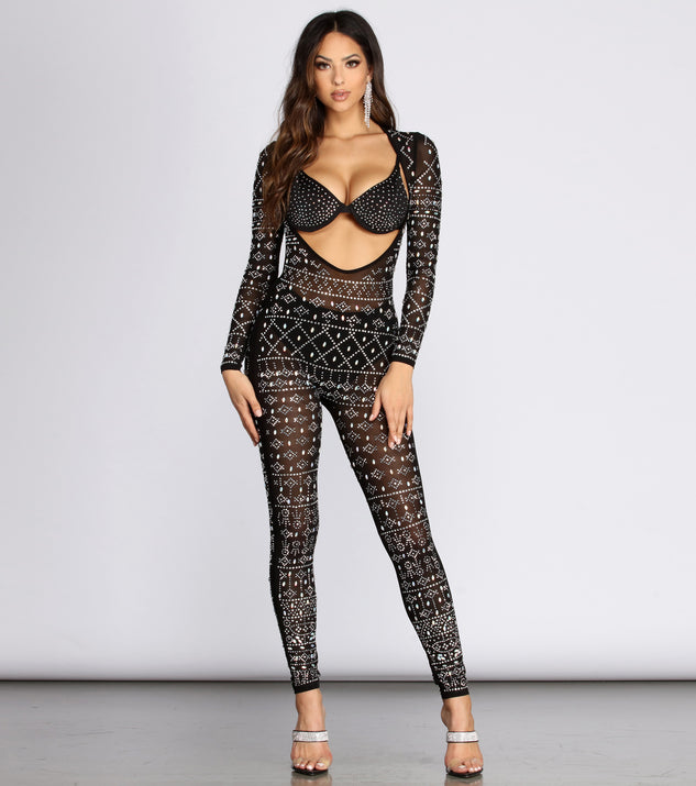 Heat Up The Party Catsuit will help you dress the part in stylish holiday party attire, an outfit for a New Year’s Eve party, & dressy or cocktail attire for any event.