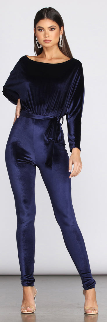 A Formal Affair Velvet Jumpsuit will help you dress the part in stylish holiday party attire, an outfit for a New Year’s Eve party, & dressy or cocktail attire for any event.