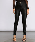 Zip Front Snake Print Coated Leggings for 2022 festival outfits, festival dress, outfits for raves, concert outfits, and/or club outfits