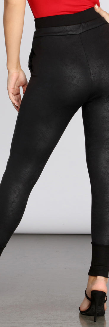 Zippered Faux Leather Joggers for 2022 festival outfits, festival dress, outfits for raves, concert outfits, and/or club outfits