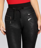 Zippered Faux Leather Joggers for 2022 festival outfits, festival dress, outfits for raves, concert outfits, and/or club outfits