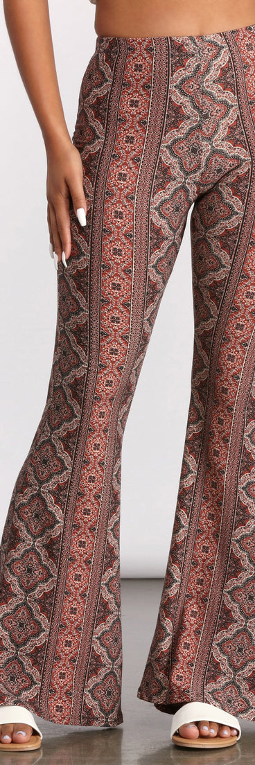 Boho Flair Floral Stripe Flare Pants is a trendy pick to create 2023 festival outfits, festival dresses, outfits for concerts or raves, and complete your best party outfits!