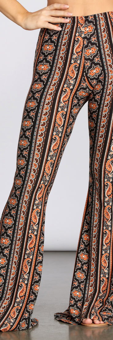 Boho Babe Paisley Striped Flared Pants is a trendy pick to create 2023 festival outfits, festival dresses, outfits for concerts or raves, and complete your best party outfits!