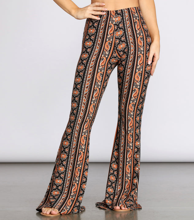 Boho Babe Paisley Striped Flared Pants is a trendy pick to create 2023 festival outfits, festival dresses, outfits for concerts or raves, and complete your best party outfits!