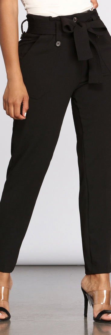 Confident & Chic Tie Waist Paperbag Pants provides a stylish start to creating your best summer outfits of the season with on-trend details for 2023!