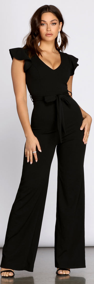 Flutter Me Up Tie Waist Jumpsuit provides a stylish start to creating your best summer outfits of the season with on-trend details for 2023!