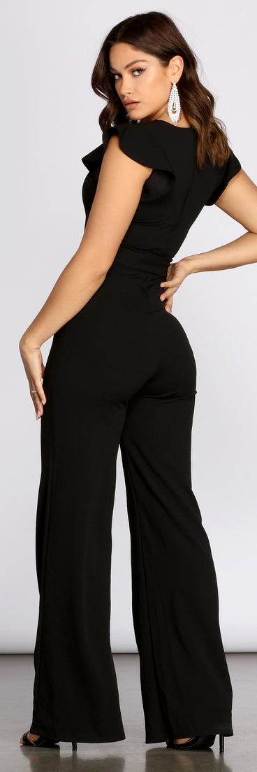 Flutter Me Up Tie Waist Jumpsuit provides a stylish start to creating your best summer outfits of the season with on-trend details for 2023!