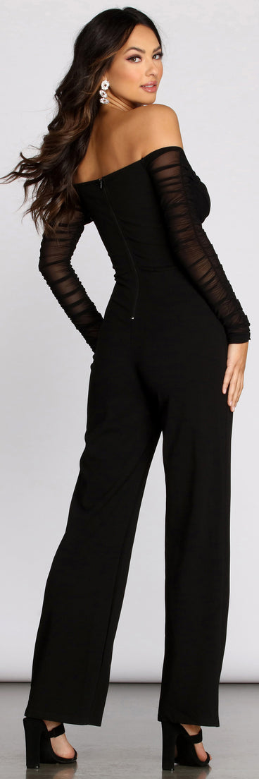 At The Ready Ruched Off Shoulder Jumpsuit provides a stylish start to creating your best summer outfits of the season with on-trend details for 2023!