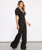 Plunging V Neck Puff Sleeve Jumpsuit is the perfect Homecoming look pick with on-trend details to make the 2023 HOCO dance your most memorable event yet!