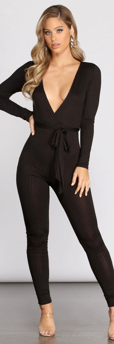 Tied With Class Ribbed Jumpsuit will help you dress the part in stylish holiday party attire, an outfit for a New Year’s Eve party, & dressy or cocktail attire for any event.