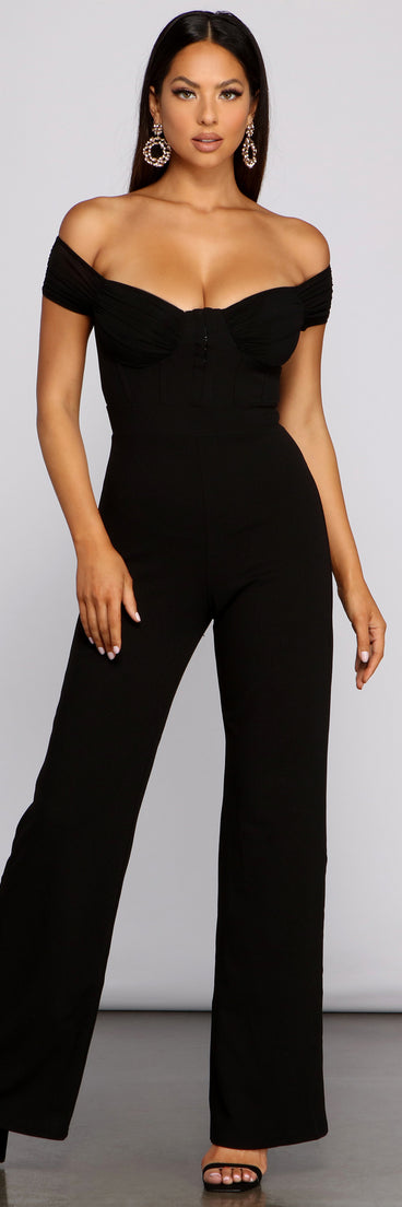 Classically Chic Off The Shoulder Jumpsuit provides a stylish start to creating your best summer outfits of the season with on-trend details for 2023!