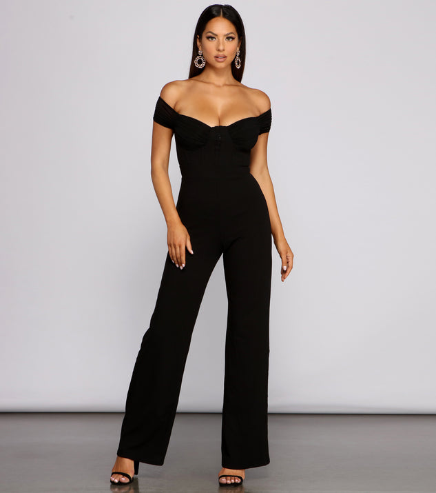 Classically Chic Off The Shoulder Jumpsuit provides a stylish start to creating your best summer outfits of the season with on-trend details for 2023!
