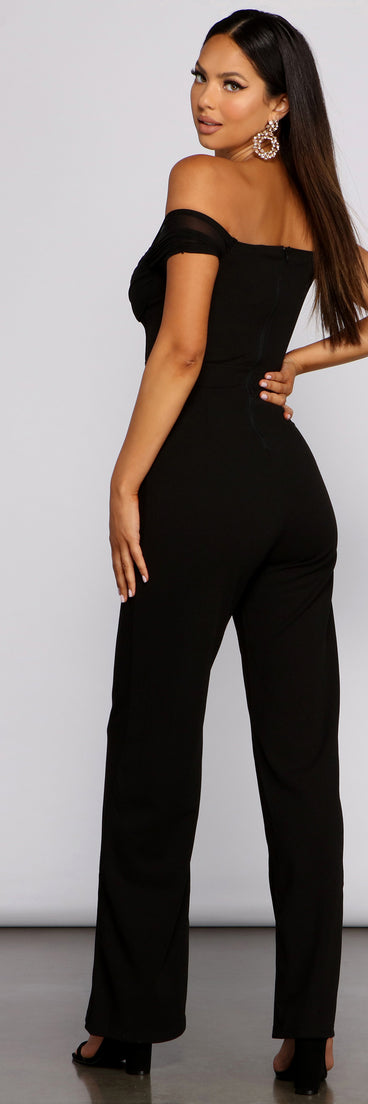 Classically Chic Off The Shoulder Jumpsuit provides a stylish start to creating your best summer outfits of the season with on-trend details for 2023!