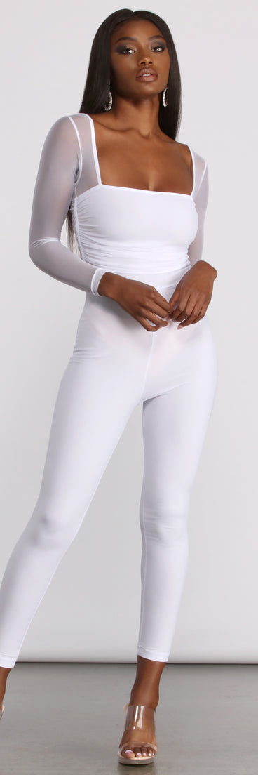 Mesh Long Sleeve Square Neck Catsuit will help you dress the part in stylish holiday party attire, an outfit for a New Year’s Eve party, & dressy or cocktail attire for any event.