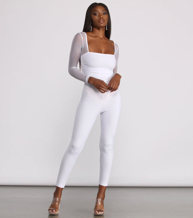 Mesh Long Sleeve Square Neck Catsuit will help you dress the part in stylish holiday party attire, an outfit for a New Year’s Eve party, & dressy or cocktail attire for any event.