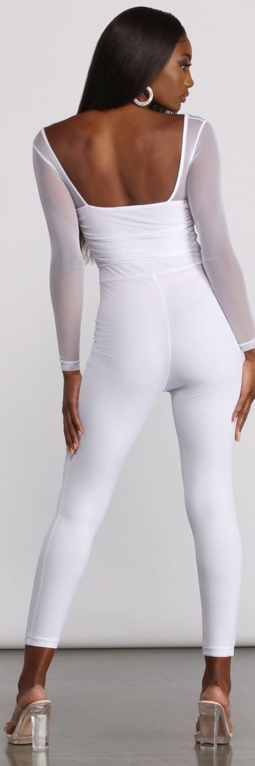Mesh Long Sleeve Square Neck Catsuit is the perfect Homecoming look pick with on-trend details to make the 2023 HOCO dance your most memorable event yet!